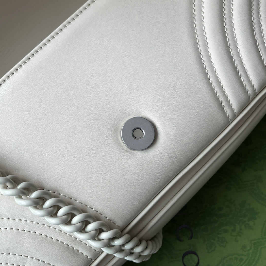 gg marmont 26cm all white calfskin