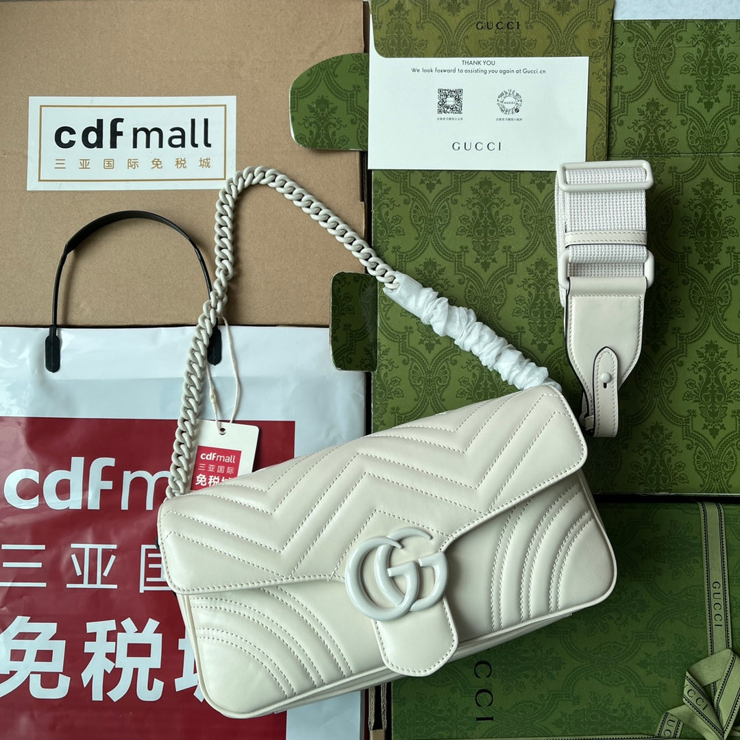 gg marmont 26cm all white calfskin