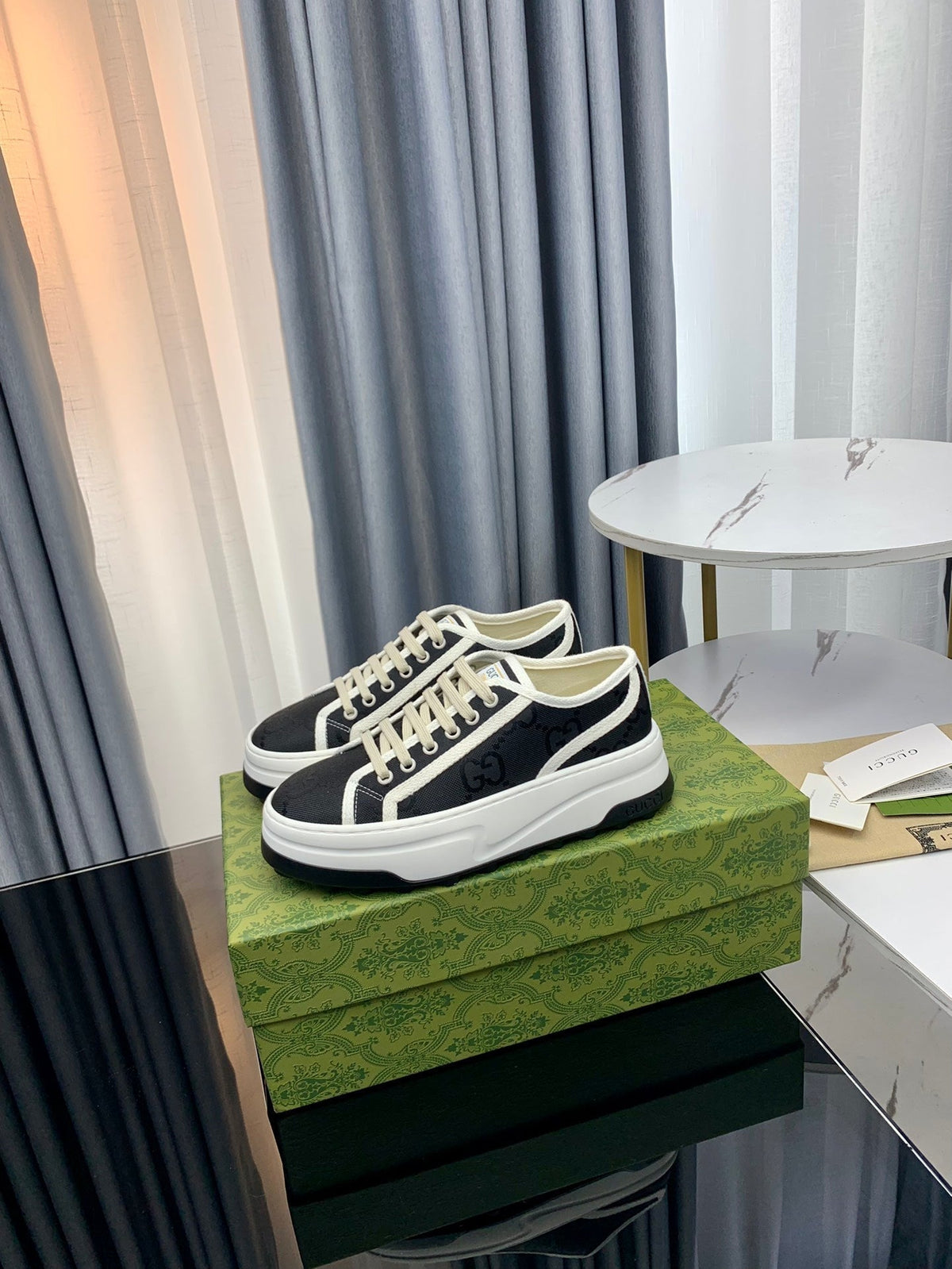 GG SNEAKER FLATFORM BLACK CANVAS