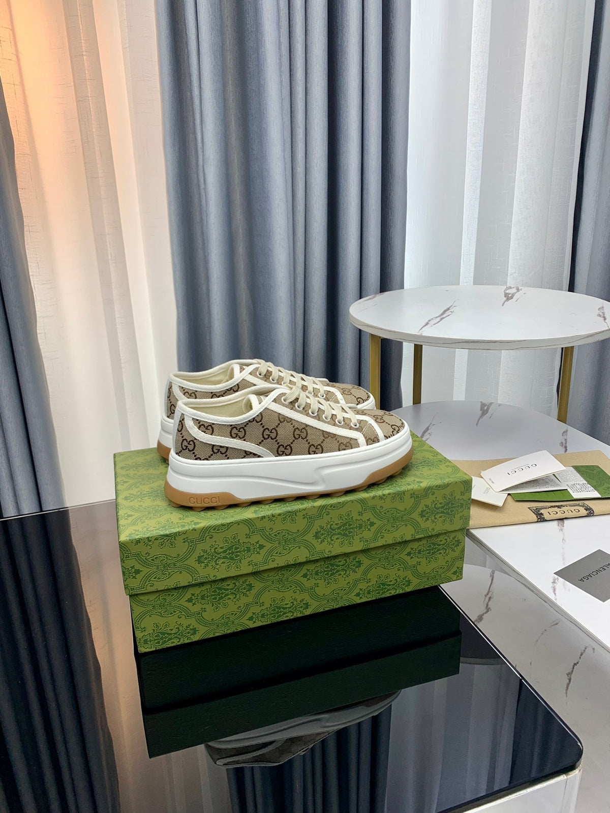 GG SNEAKER FLATFORM LIGHT BROWN CANVAS