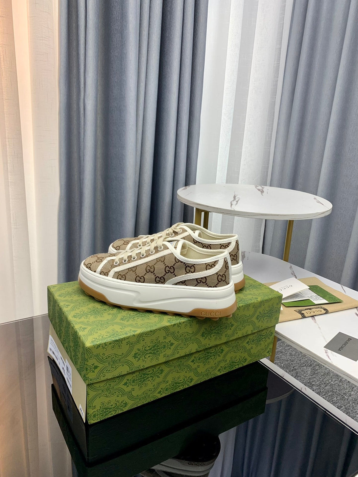 GG SNEAKER FLATFORM LIGHT BROWN CANVAS