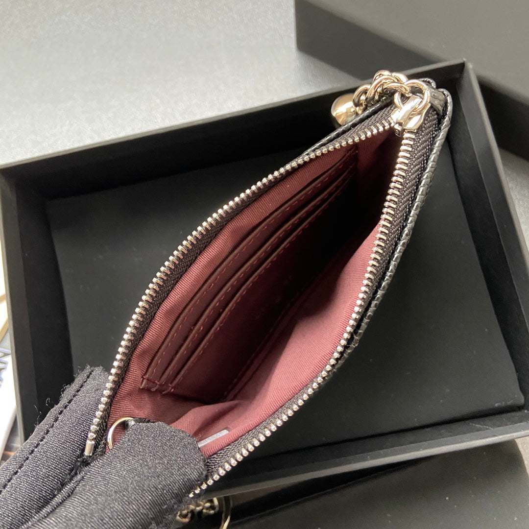 CC A50168 Keyring Cardholder Black Caviar Sliver Steel 229707