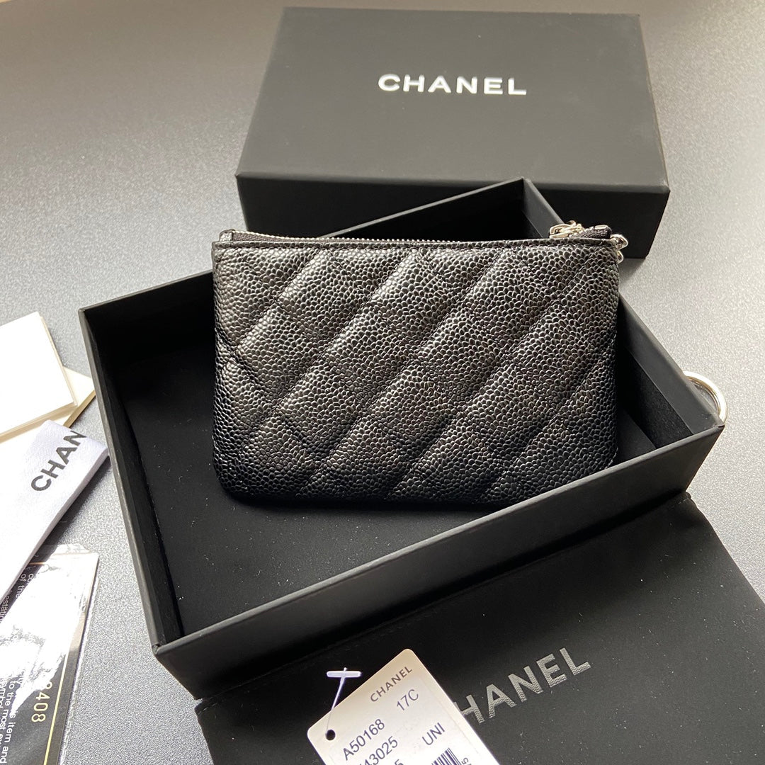 CC A50168 Keyring Cardholder Black Caviar Sliver Steel 229707