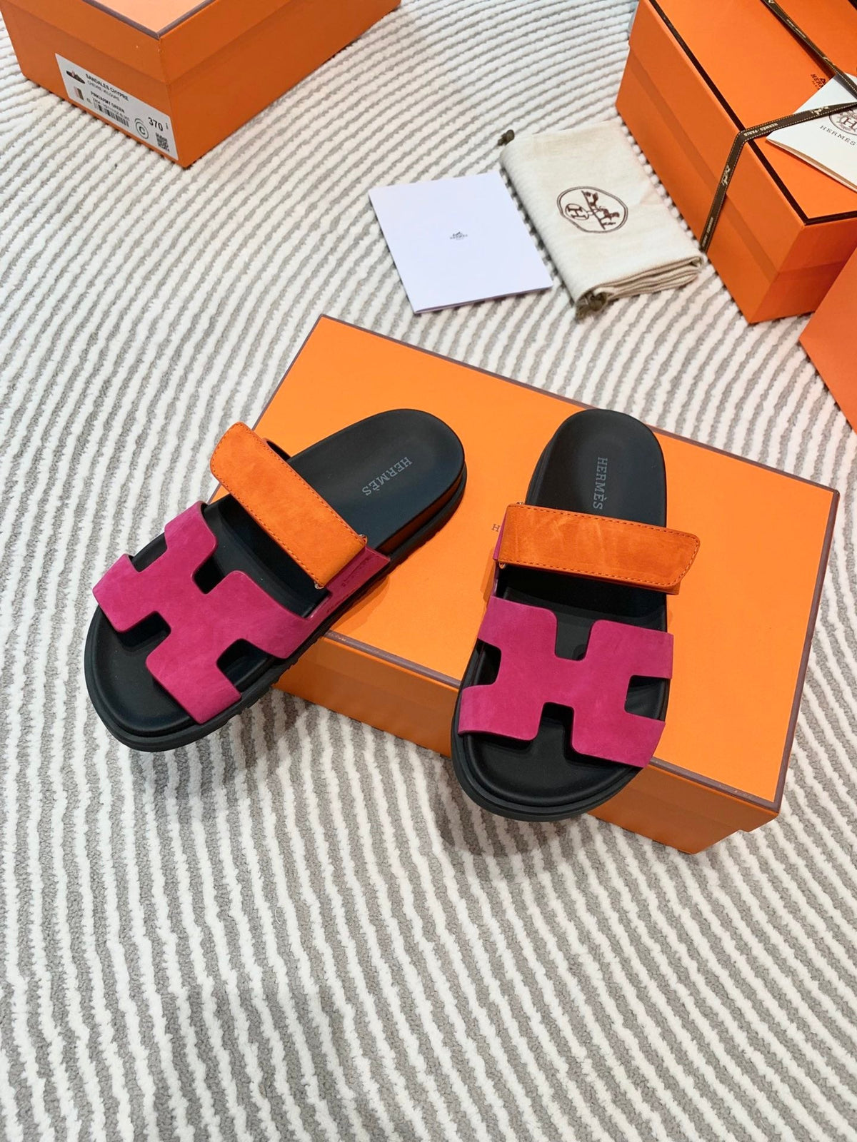 HM Chypre Sandal Deep Pink Mix Orange Suede 963243