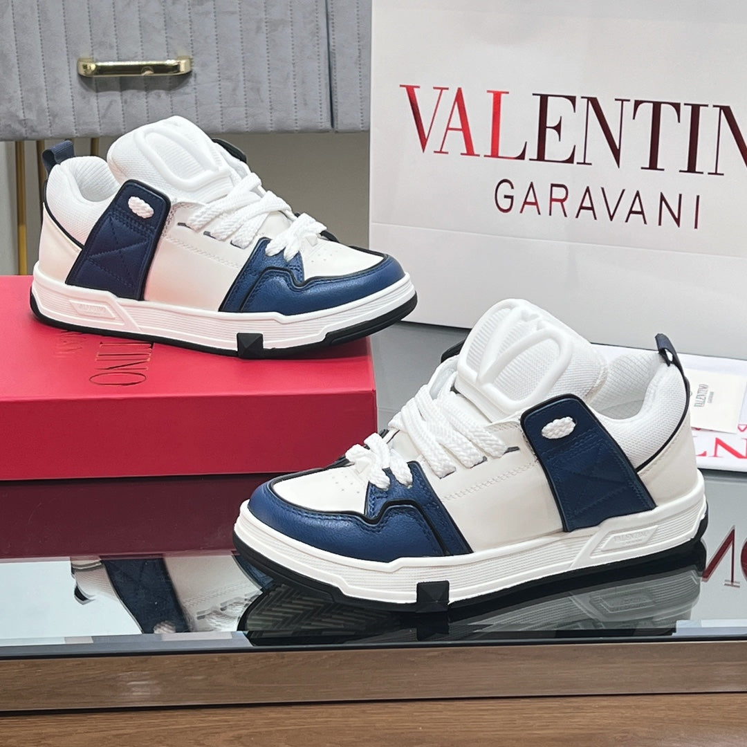 OPEN SKATE SNEAKER IN WHITE MIX NAVY BLUE CALFSKIN