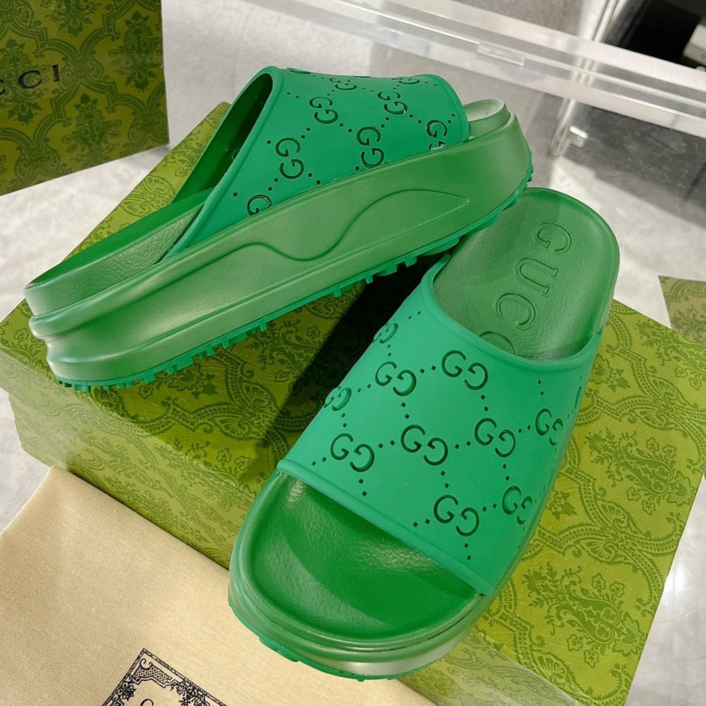 GC 25 50mm Monogram Slide Sandal Green Cowhide 292390