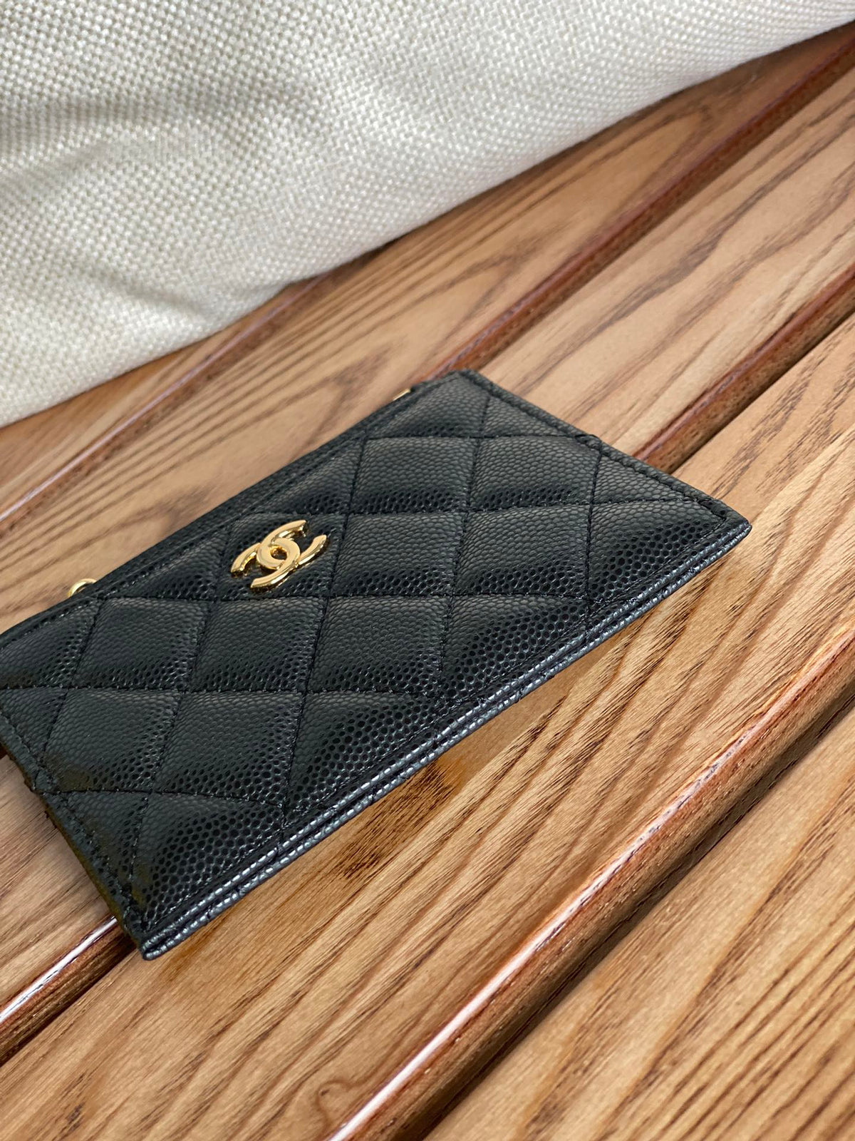 CC A84105 Coin Case Black Gold Metal Caviar 240745