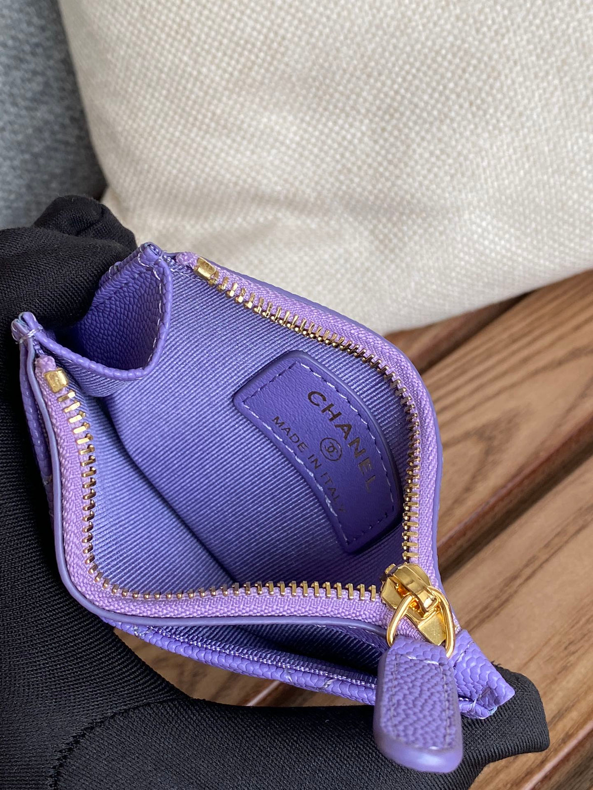 CC A84105 Coin Case Purple Gold Metal Caviar 240731