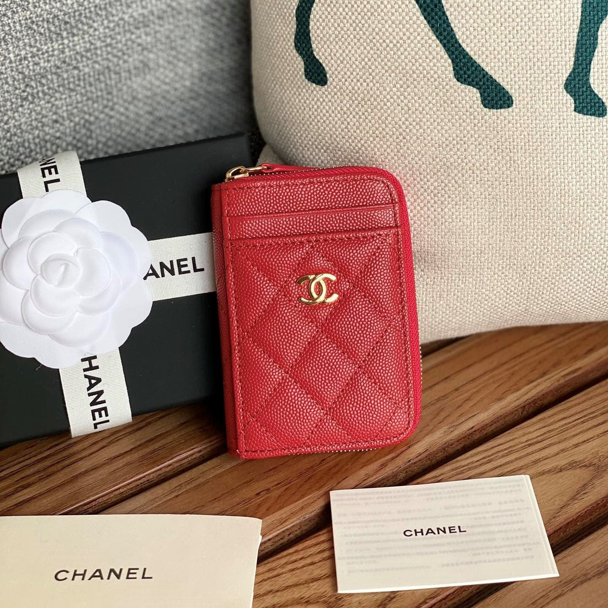 CC 22A Zippy Coin Purse Red Caviar GHW 223914