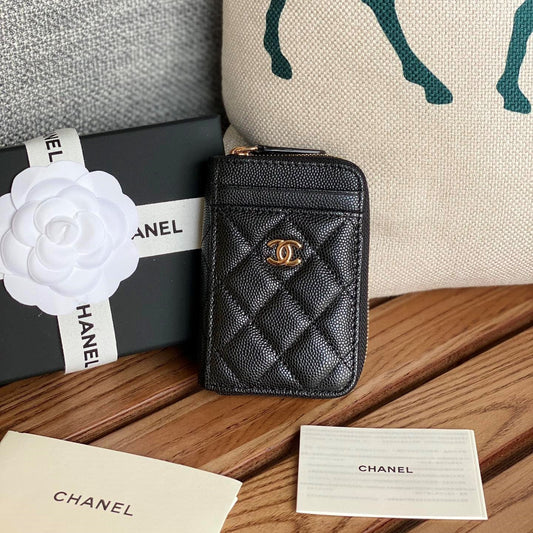 CC 22A Zippy Coin Purse Black Caviar GHW 223922