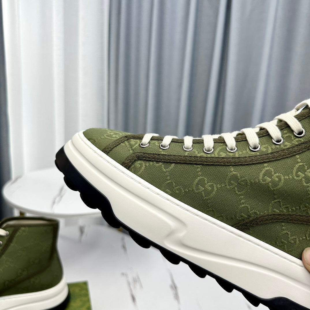 GG HIGH TOP SNEAKER FLATFORM OLIVE GREEN CANVAS