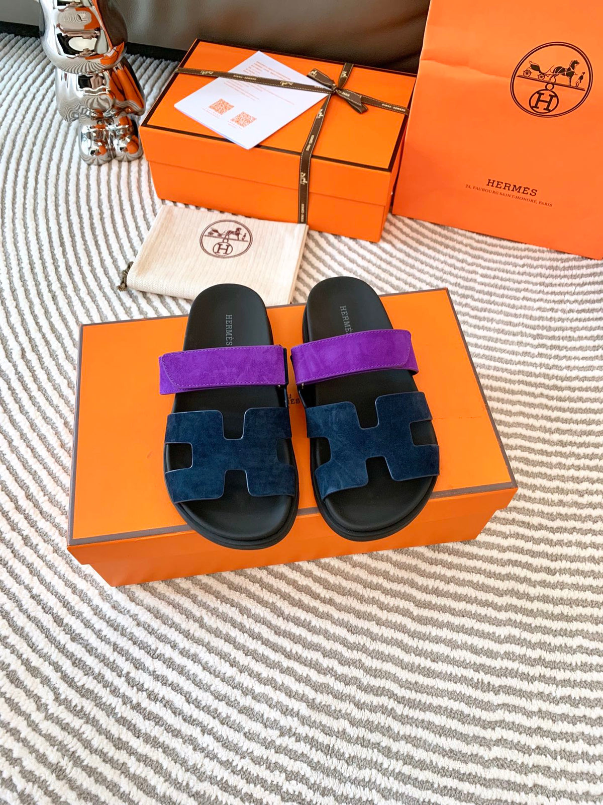 HM Chypre Sandal Blue Black Mix Purple Suede 963533