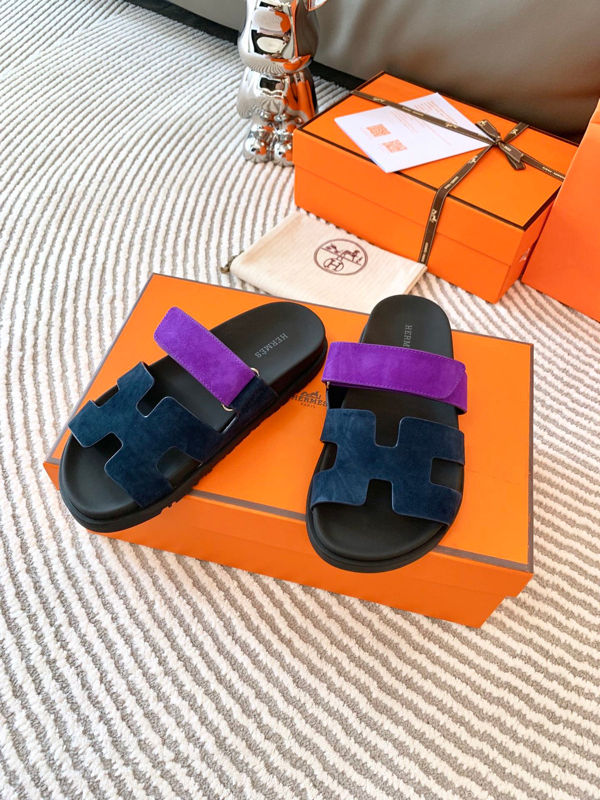 HM Chypre Sandal Blue Black Mix Purple Suede 963533