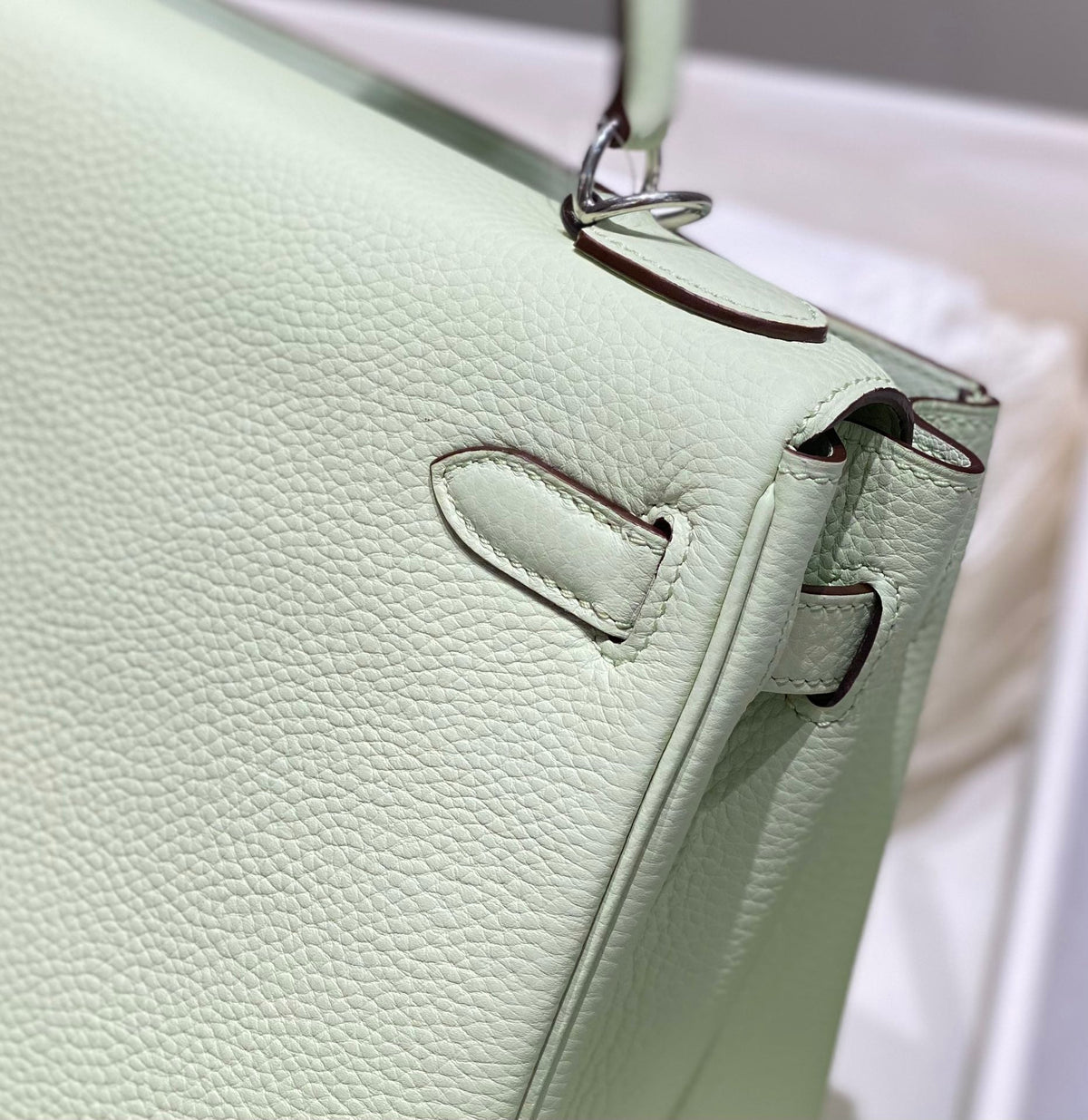 HM KELLY 28CM LIGHT GREEN TOGO SILVER HARDWARE
