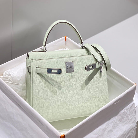 HM KELLY 28CM LIGHT GREEN TOGO SILVER HARDWARE