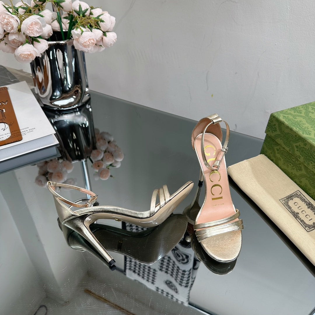 GG 105 HIGH HEEL SANDAL METALLIC GOLD LAMBSKIN