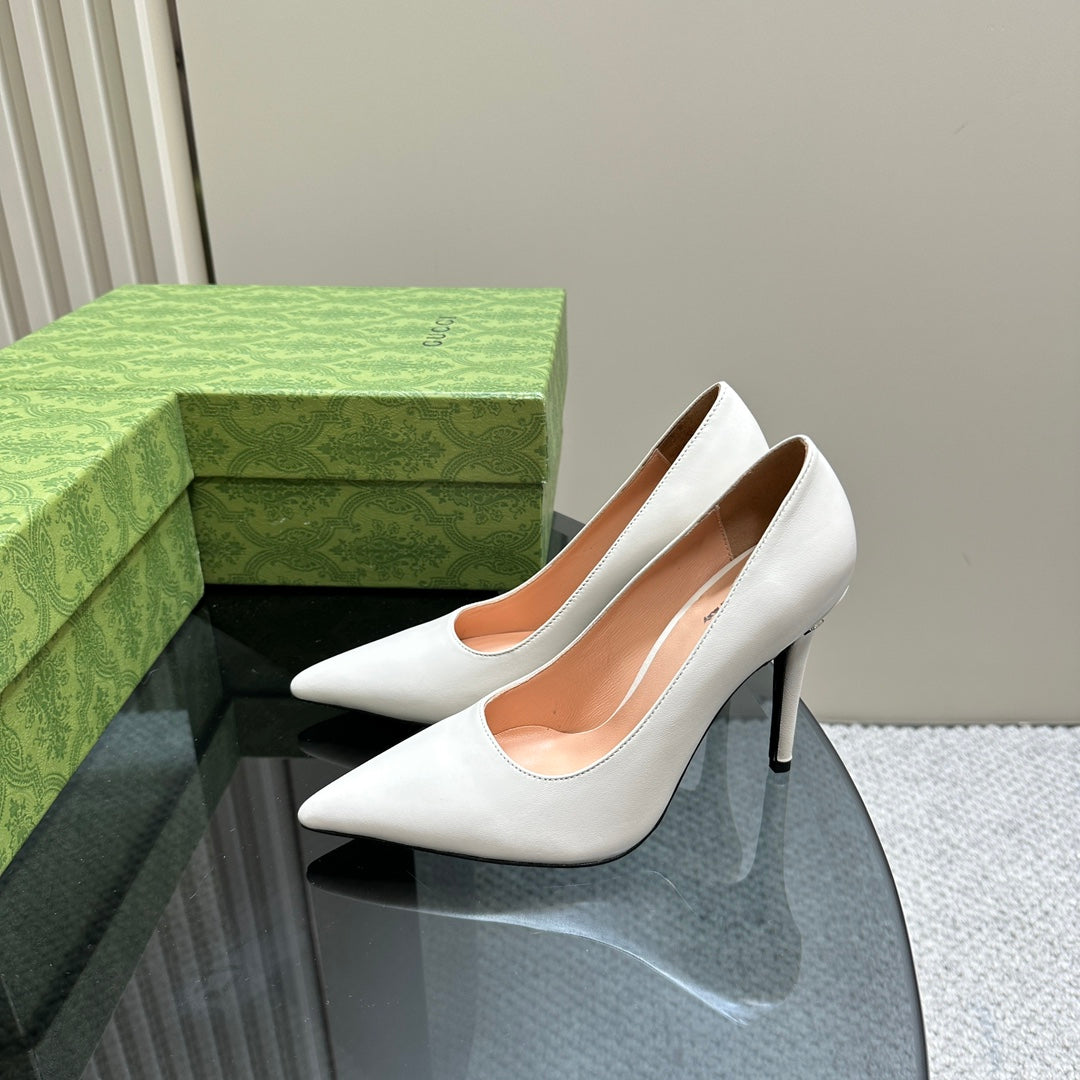 GG 105 BASIC HIGH HEEL WHITE LAMBSKIN
