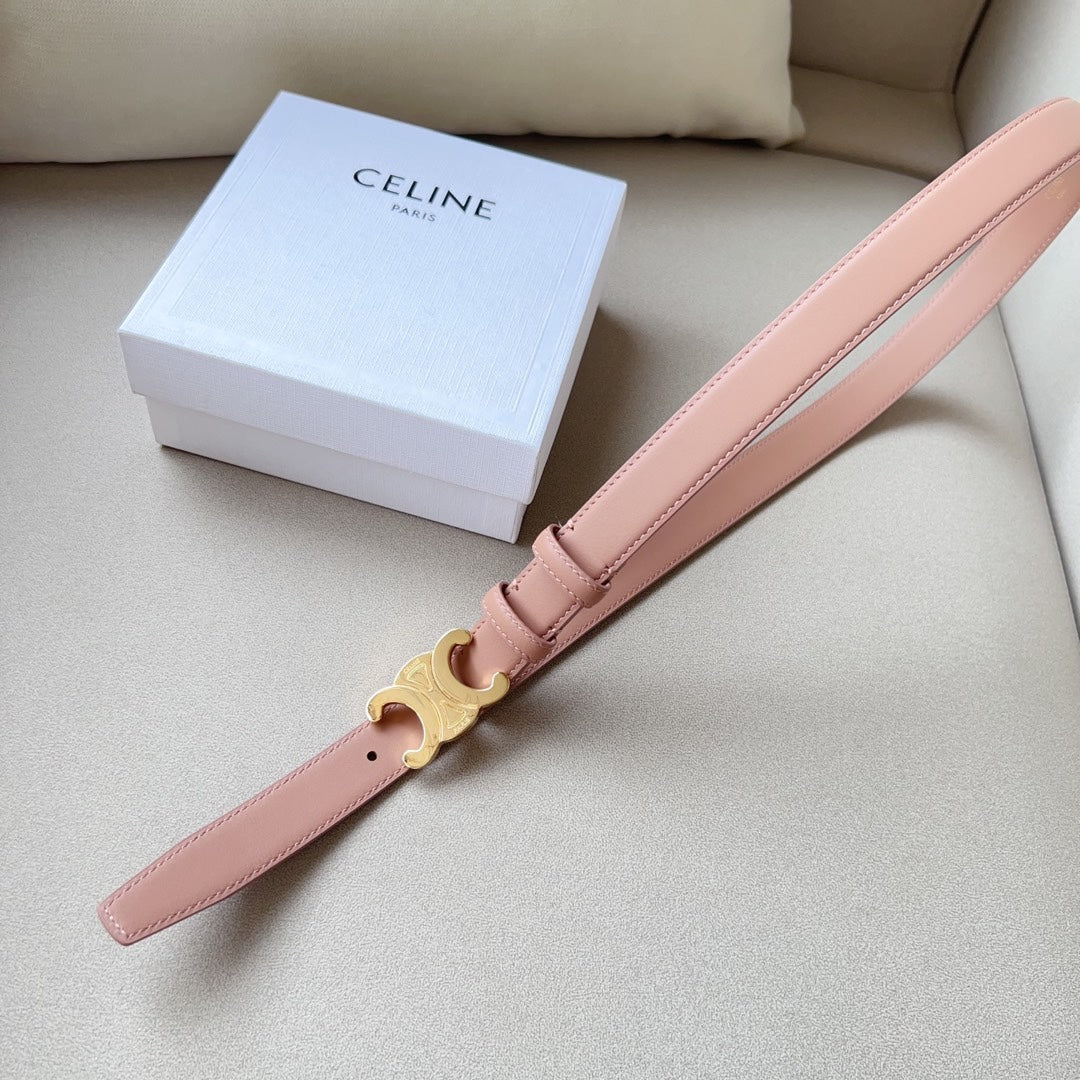 Medium Triomphe Belt 25mm Flamingo Calfskin Ghw