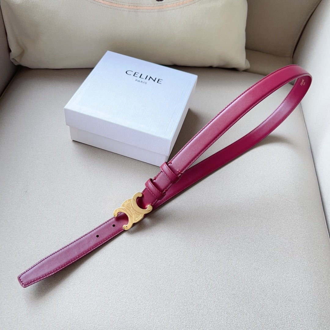 Medium Triomphe Belt 25mm Wine Calfskin Ghw