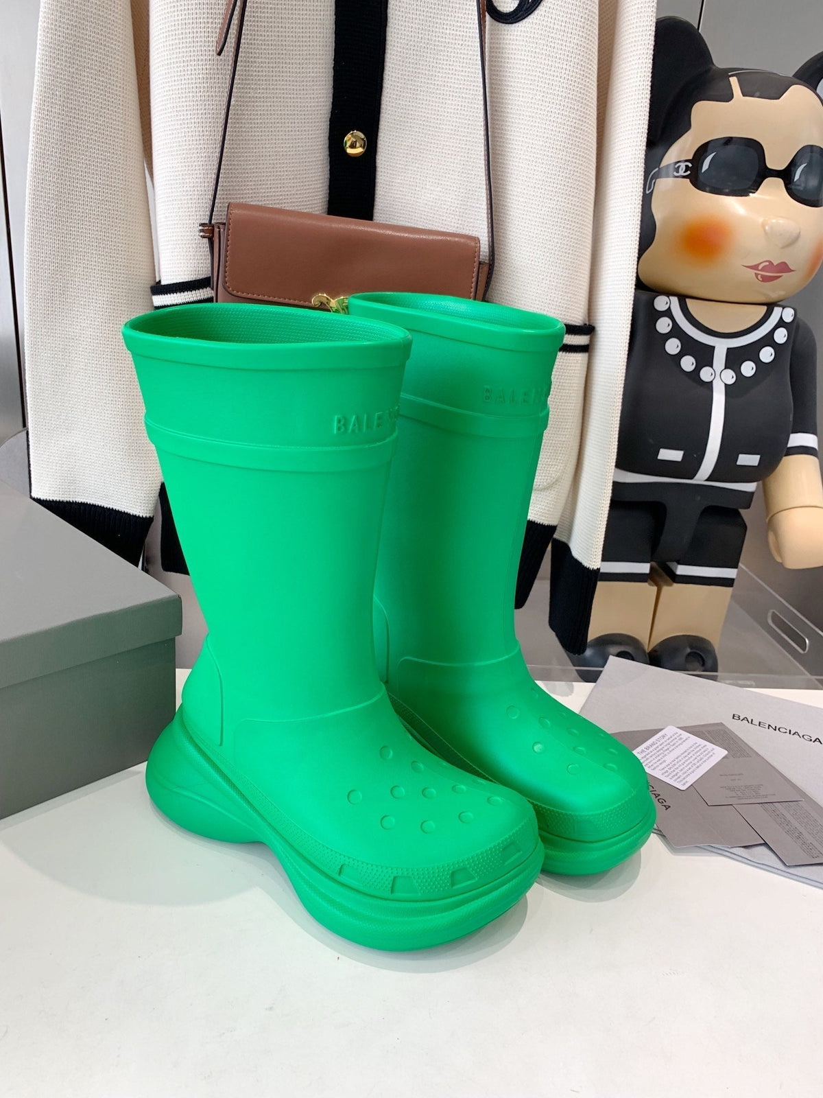 CROCS BOOTS IN GREEN RUBBER