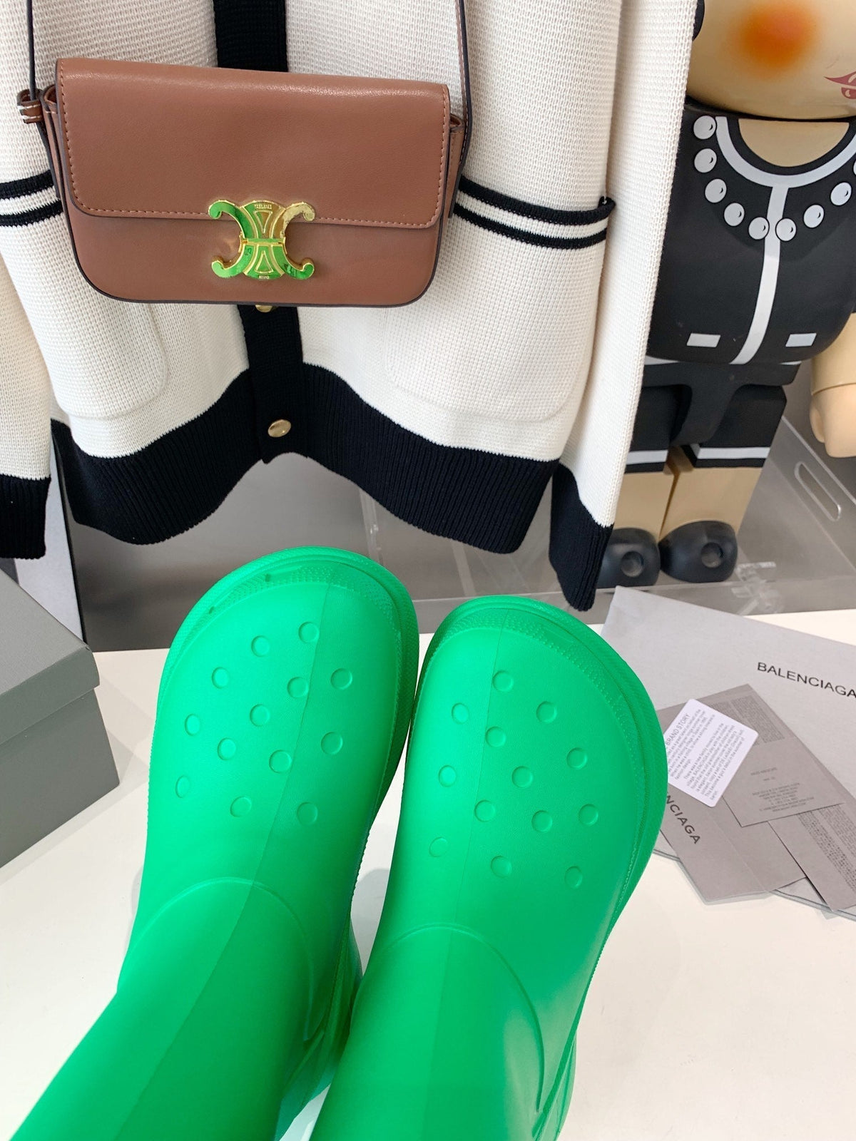 CROCS BOOTS IN GREEN RUBBER