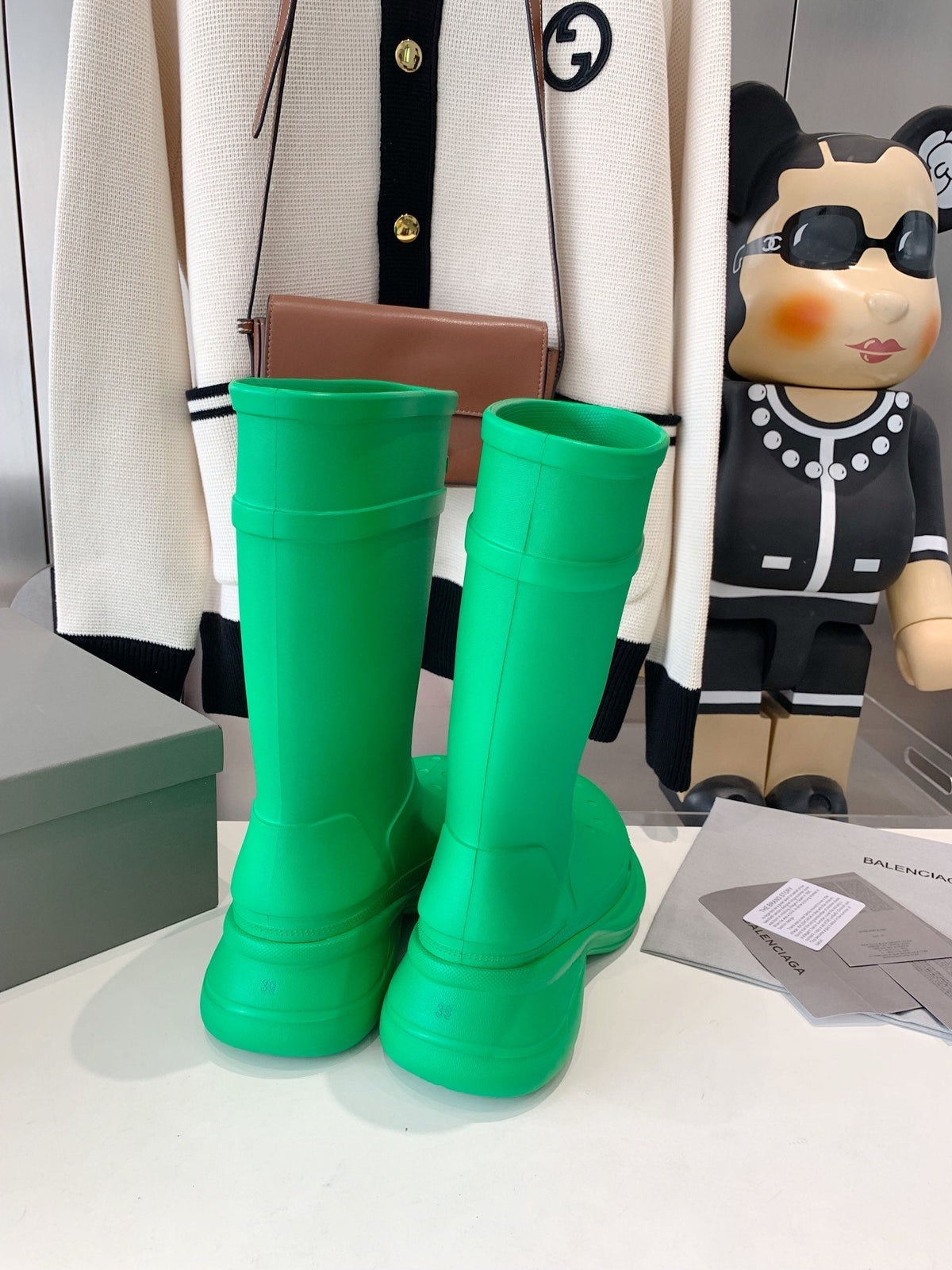 CROCS BOOTS IN GREEN RUBBER