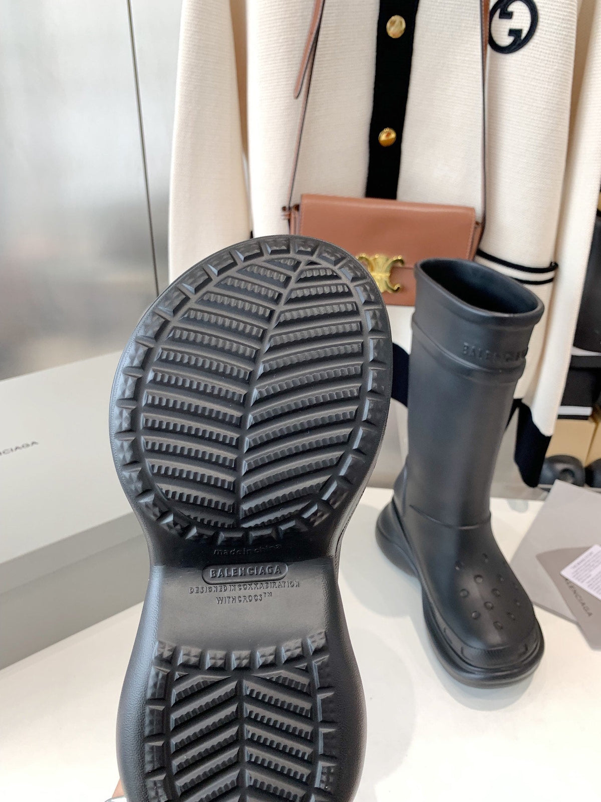 CROCS BOOTS IN BLACK RUBBER
