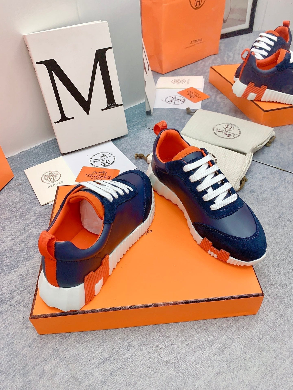 HM Bouncing Sneaker In Navy Blue Lambskin 106425