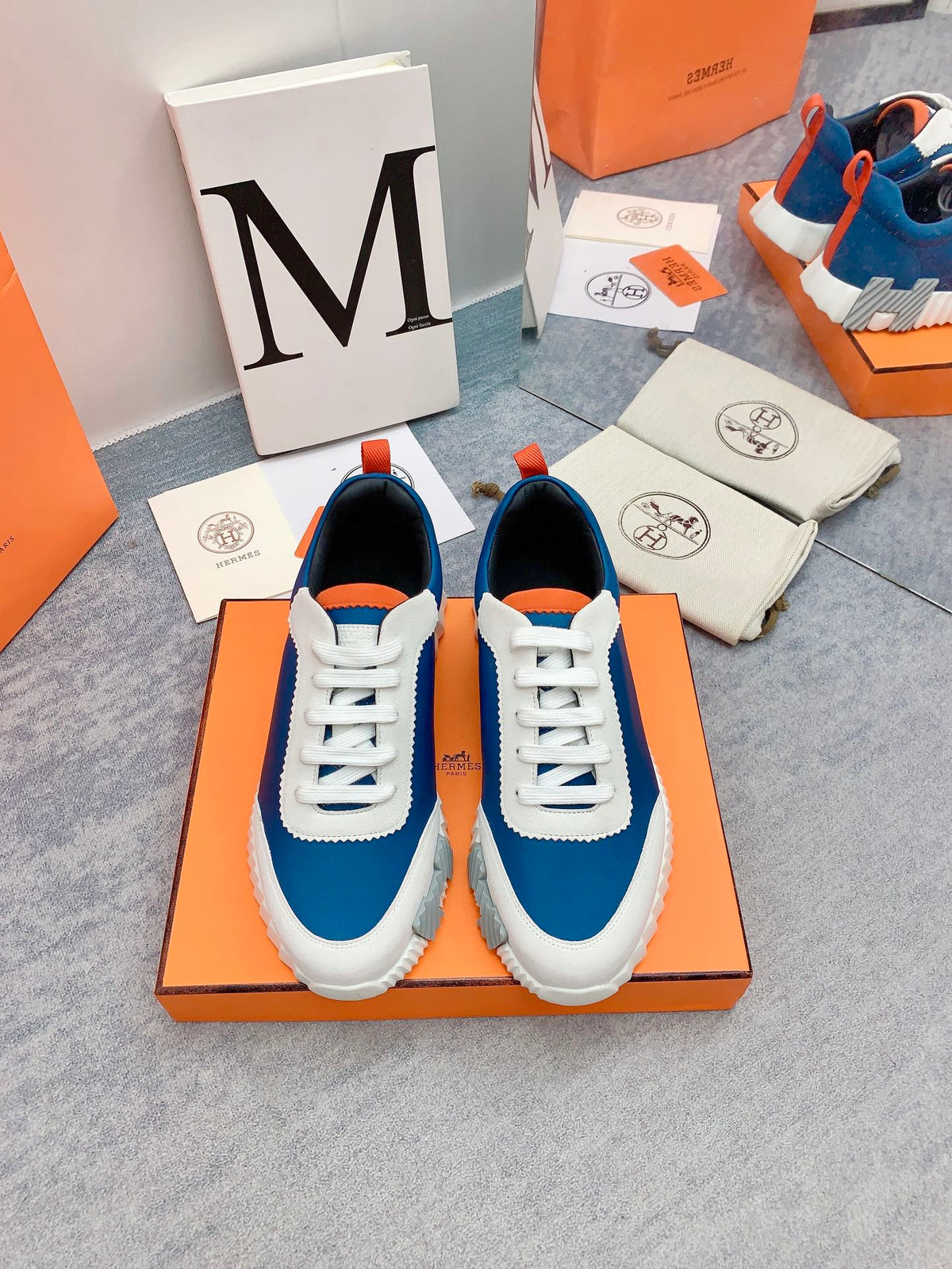 HM Bouncing Sneaker In Blue Silk Lambskin 106447