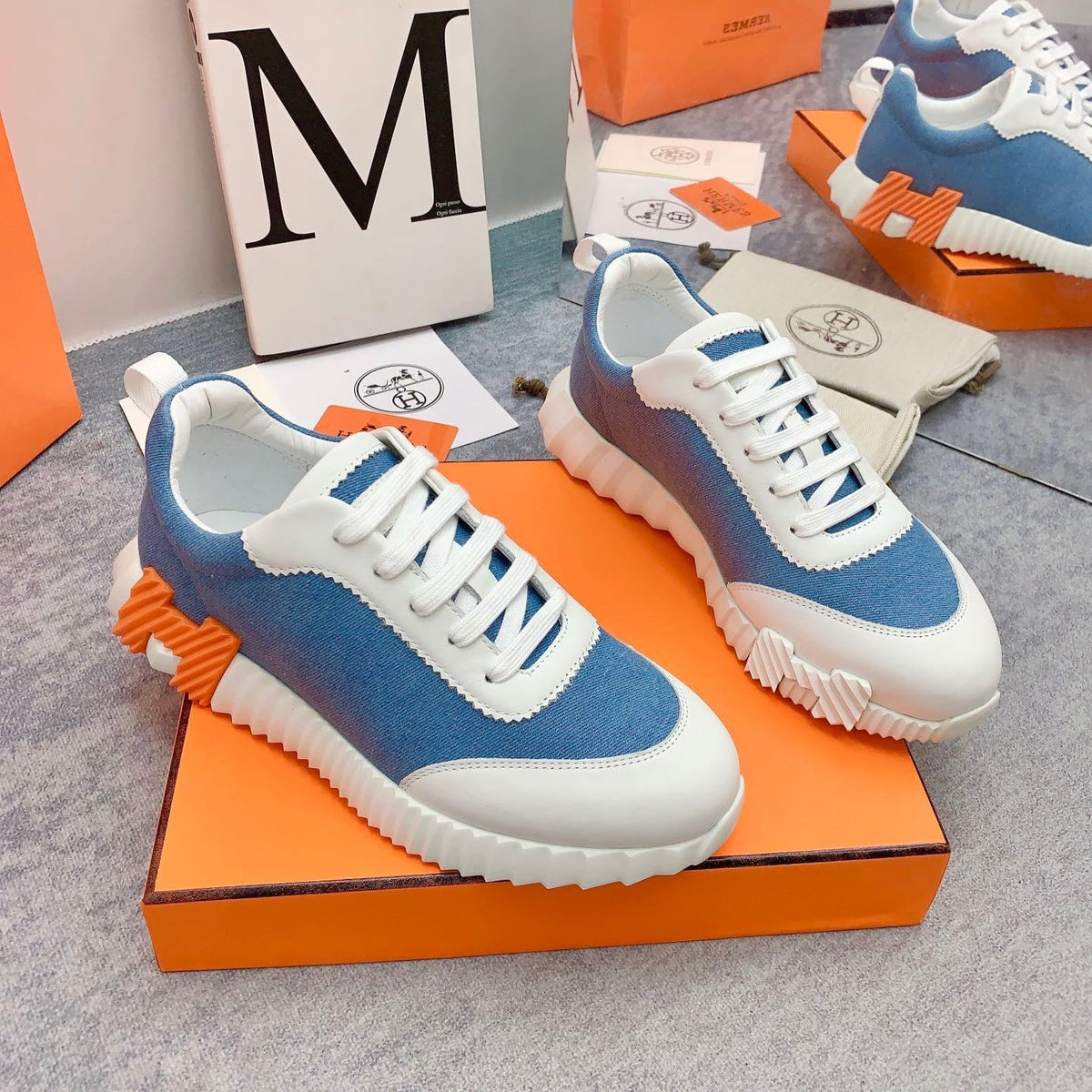 HM Bouncing Sneaker In Blue Denim Fabric 106453
