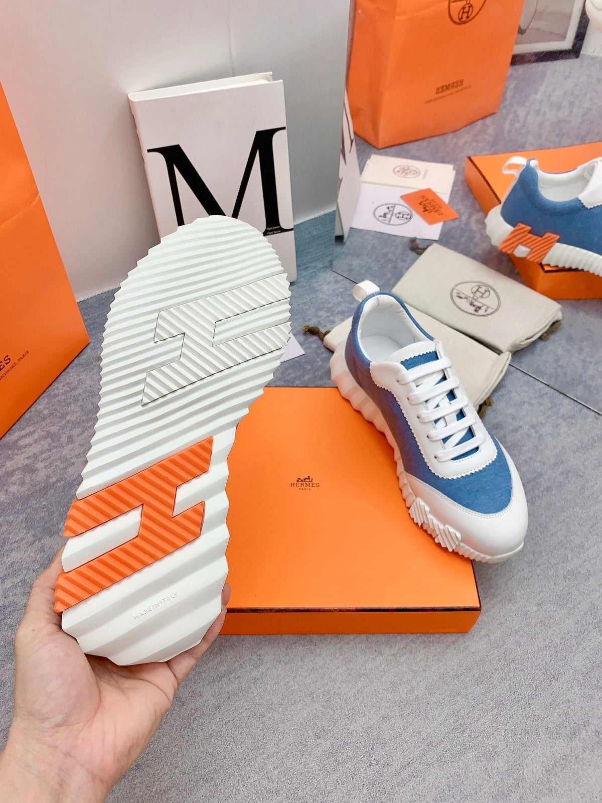 HM Bouncing Sneaker In Blue Denim Fabric 106453