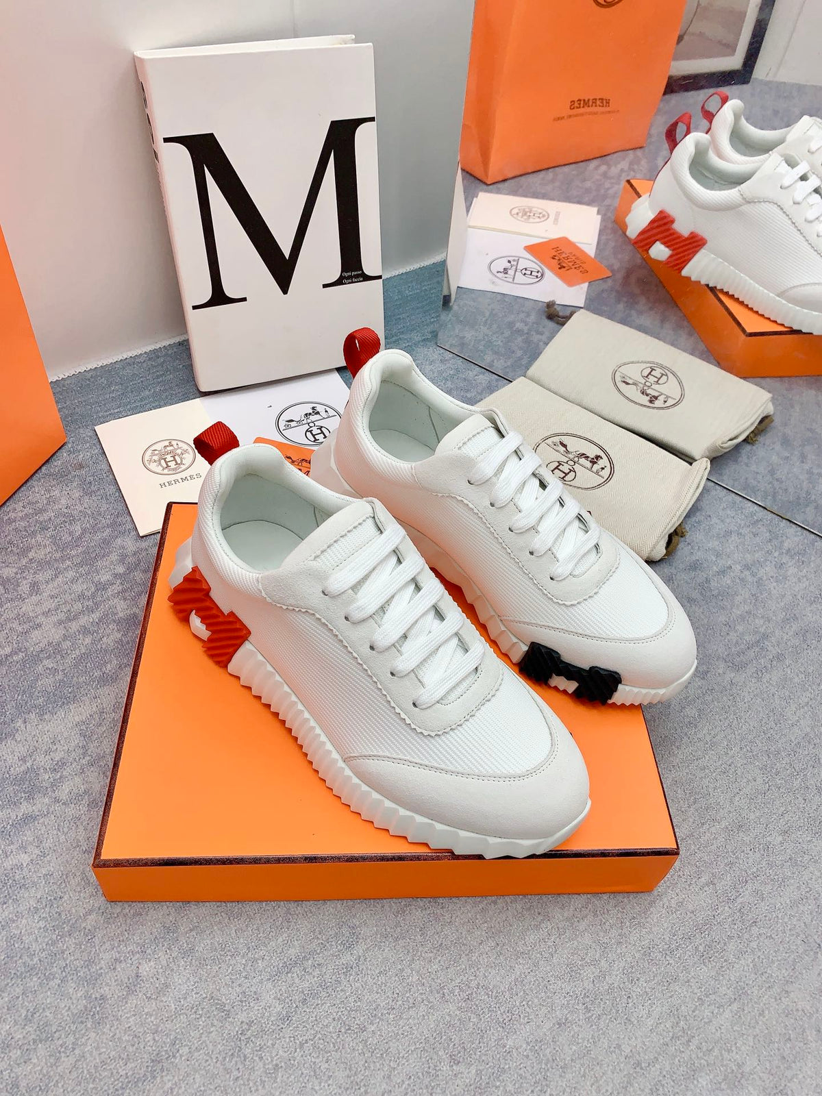 HM Bouncing Sneaker In White Mesh Fabric 106463