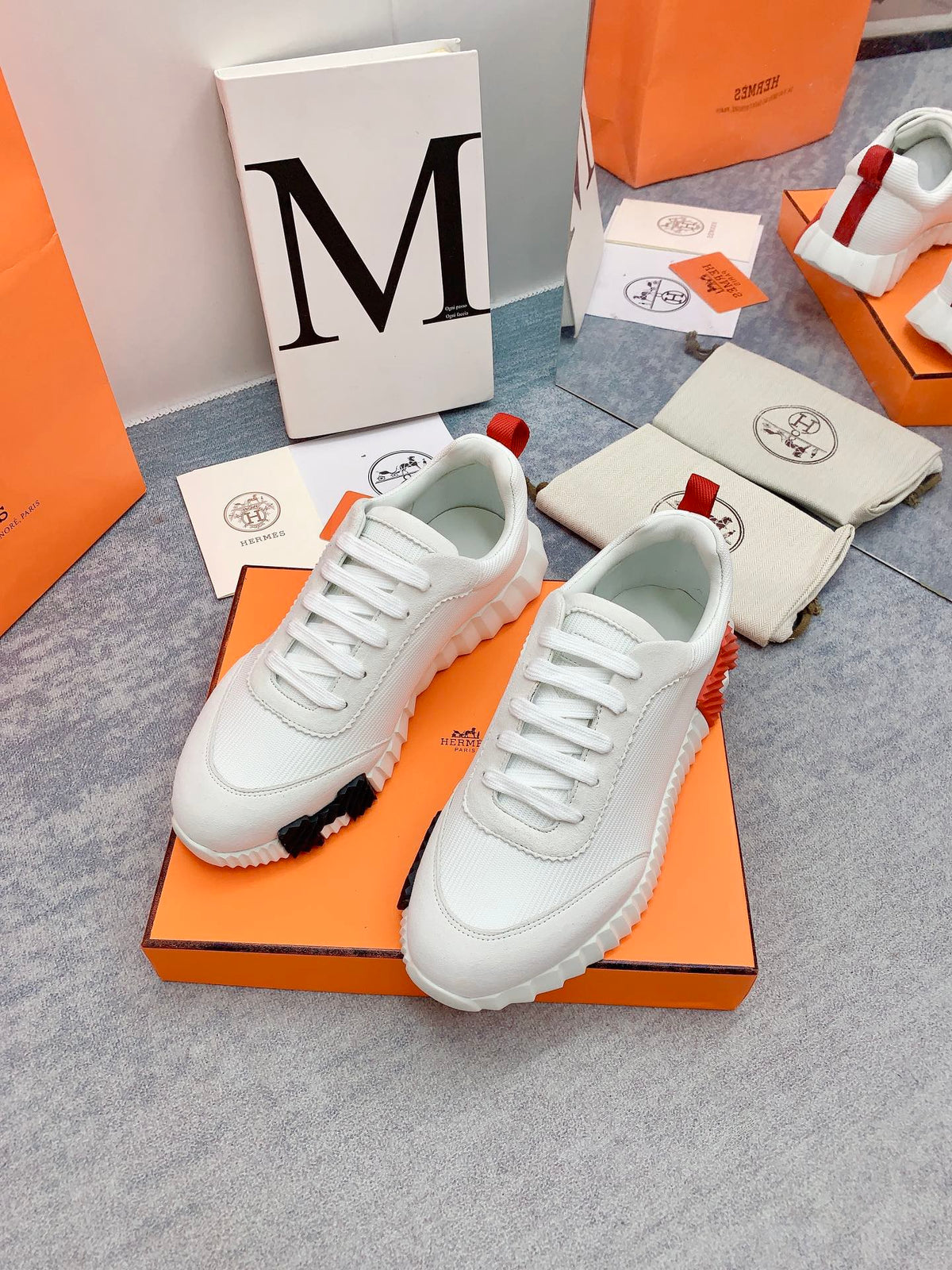 HM Bouncing Sneaker In White Mesh Fabric 106463
