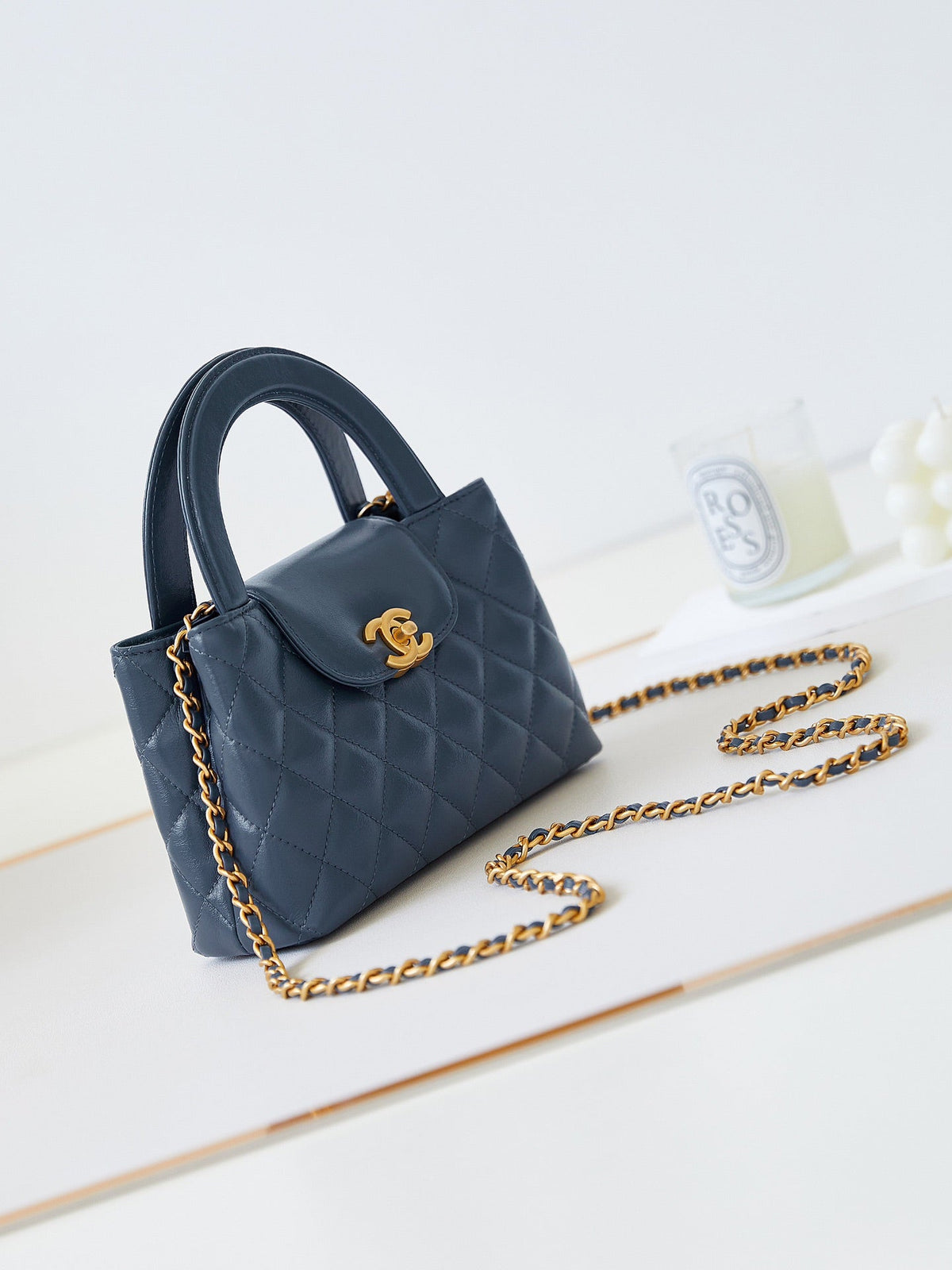 cc 24a nano 19cm kelly shopper bag steel blue lambskin