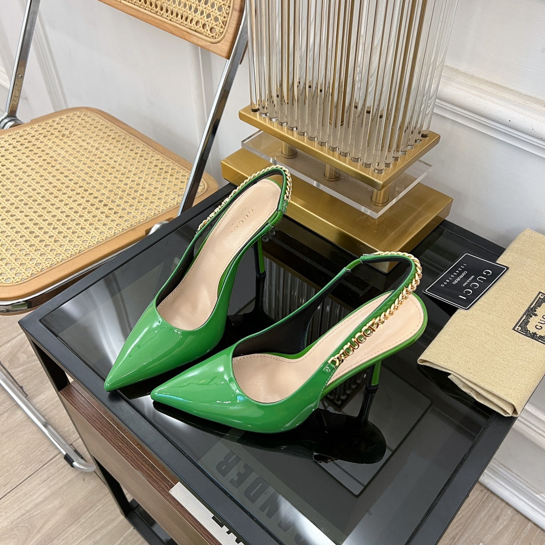GG SIGNORIA SLINGBACK PUMP EMERALD LAMBSKIN