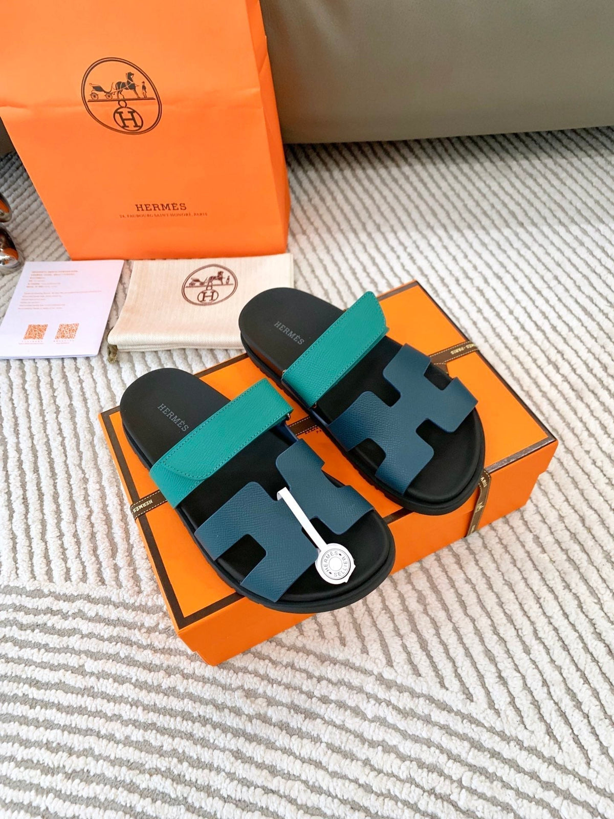 HM Chypre Sandal Dark Jade Green Mix Blue Navy Cowhide 963518