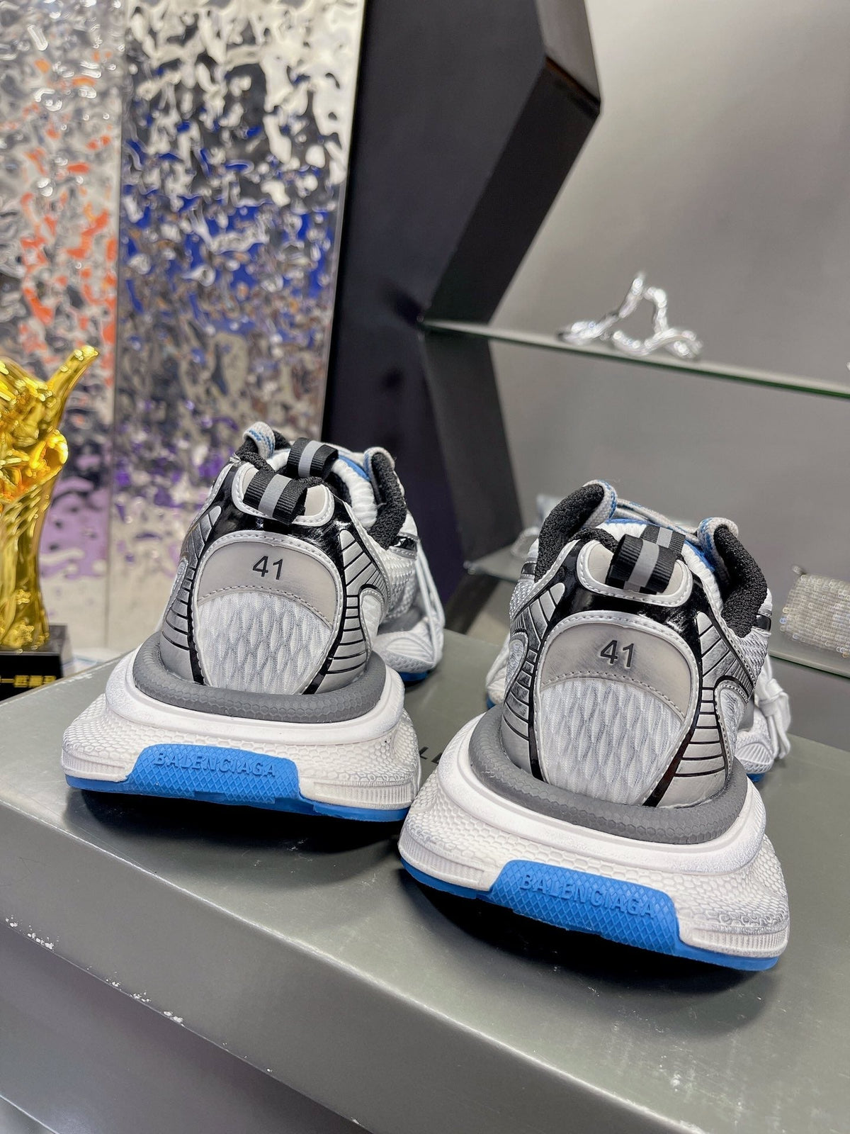 3XL SNEAKER IN WHITE GRAY BLUE MESH AND POLYURETHANE
