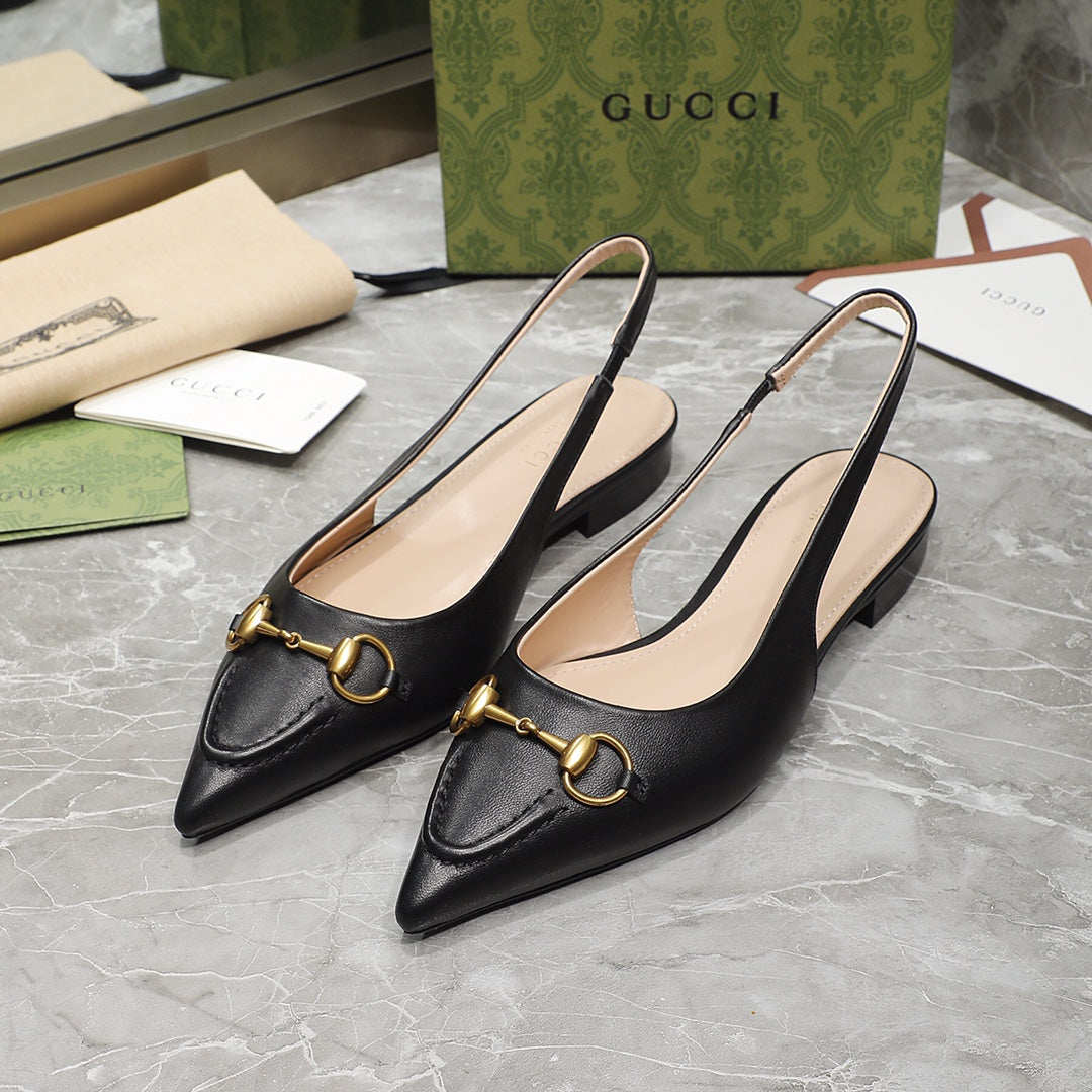 GG Slingback Flat Sandals black