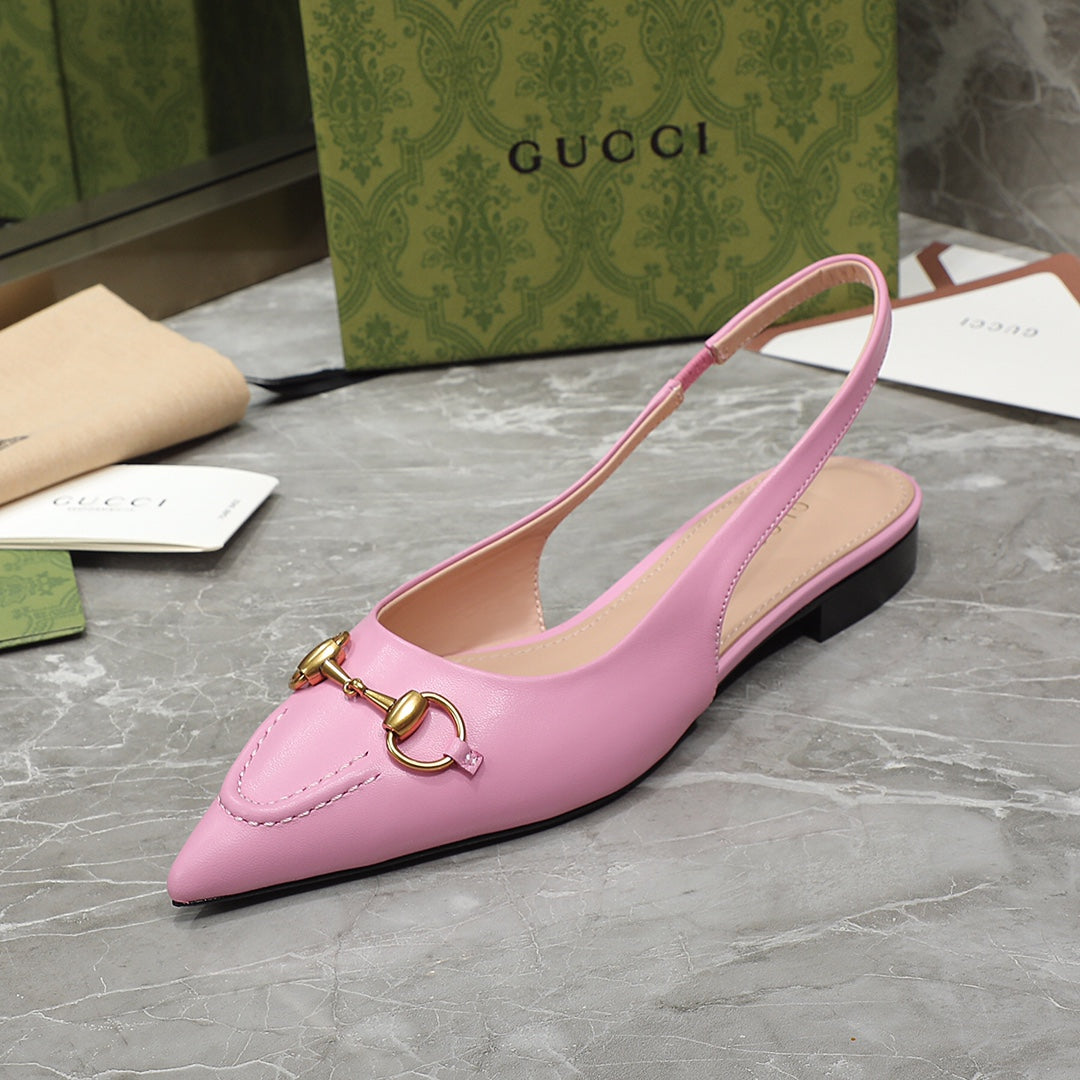 GG Slingback Flat Sandals pink