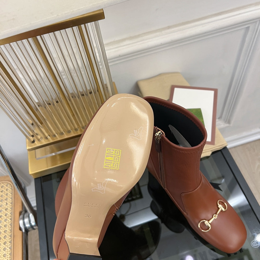 GG Horsebit Ankle Boot 65 Brown Calfskin