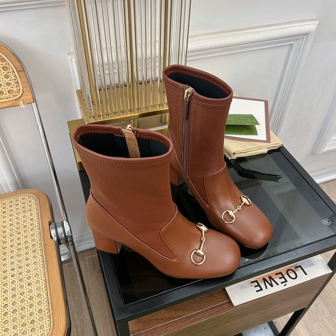 GG Horsebit Ankle Boot 65 Brown Calfskin