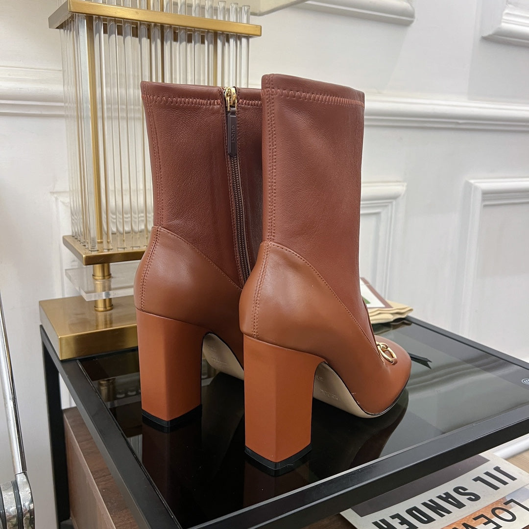 GG Horsebit Ankle Boot 95 Brown Calfskin