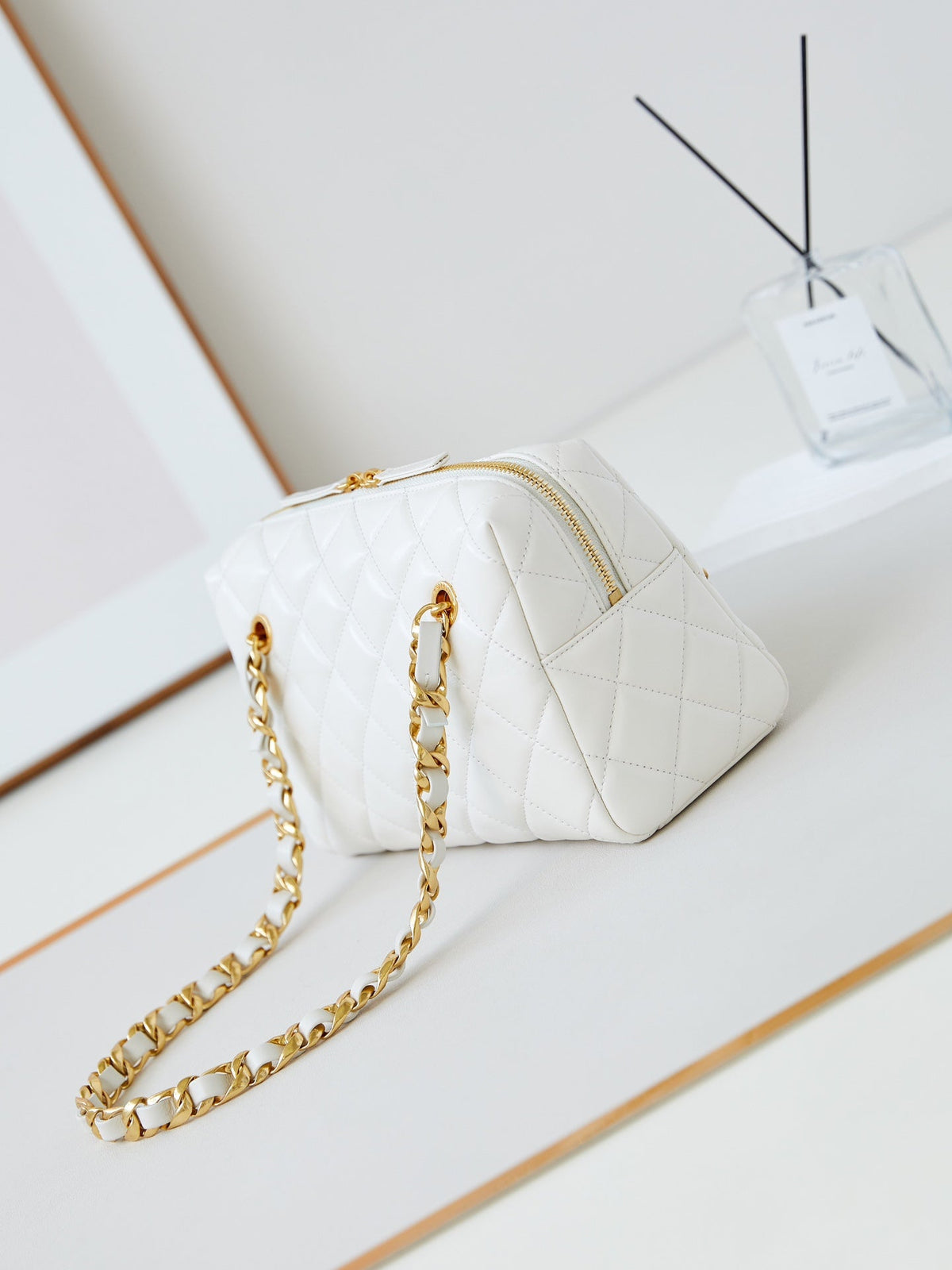 CC 24K Bowling Bag 25cm White Waxed Lambskin