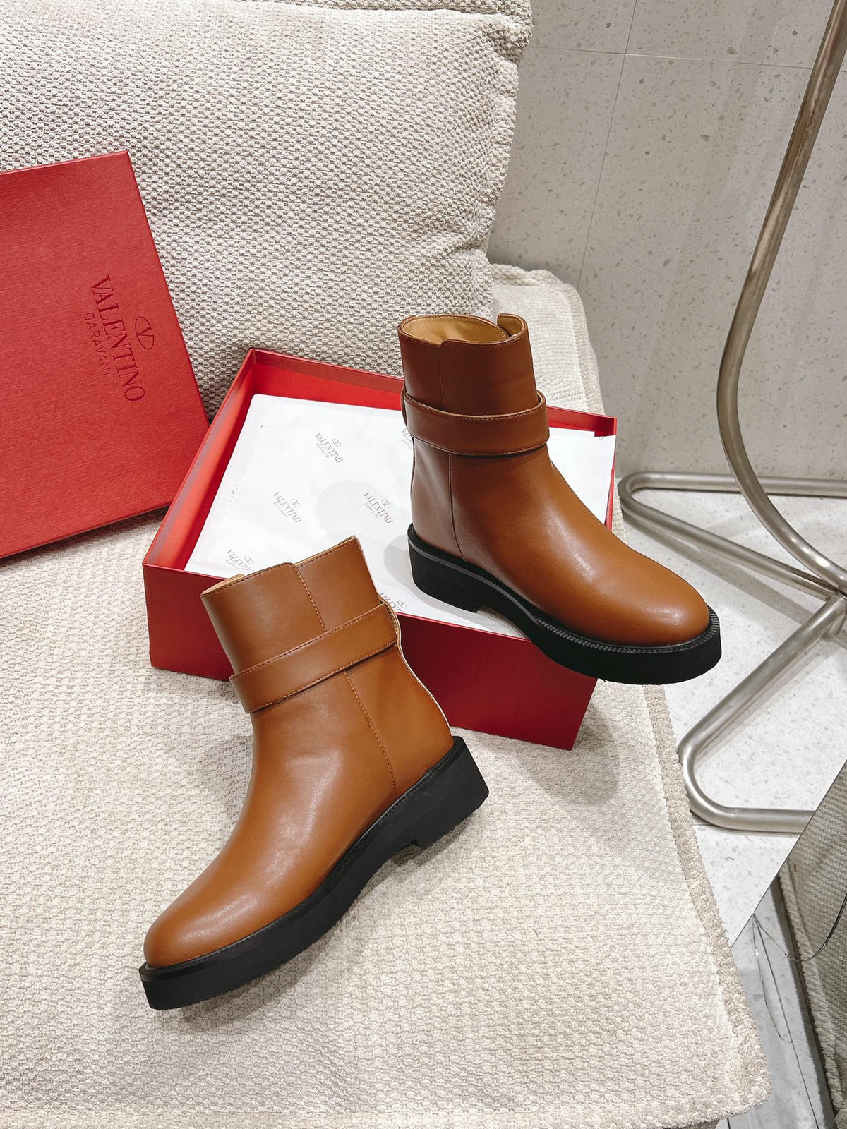 VLOGO LOCKER BRONZE BROWN CALFSKIN ANKLE BOOT 40MM