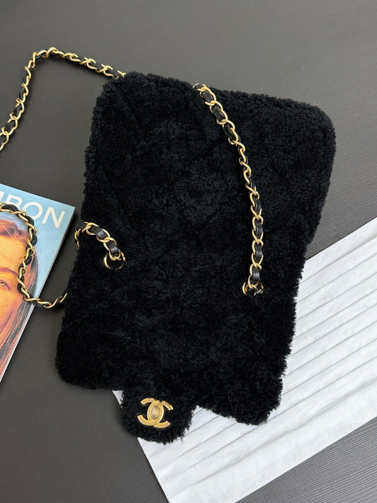 Flap Bag Mini 18cm Black Sherling Lambskin Gold Hardware