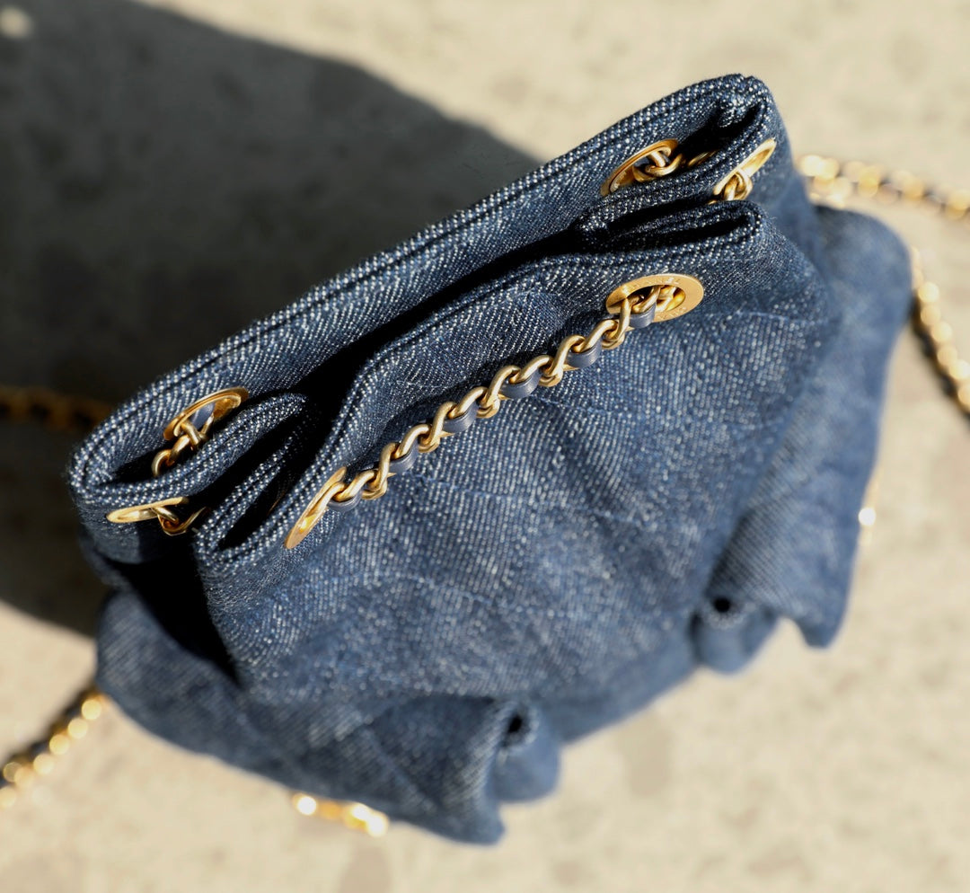CC Drawstring Backpack 24.3cm Dark Blue Denim