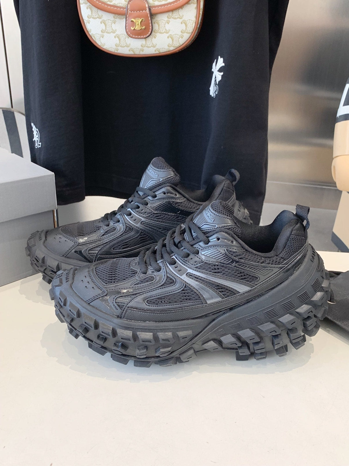 CHUNKY SNEAKERS IN BLACK POLYURETHANE, POLYESTER AND NYLON