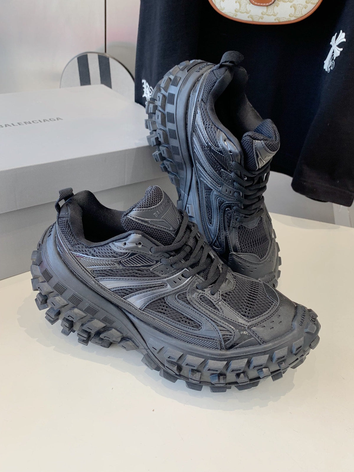 CHUNKY SNEAKERS IN BLACK POLYURETHANE, POLYESTER AND NYLON