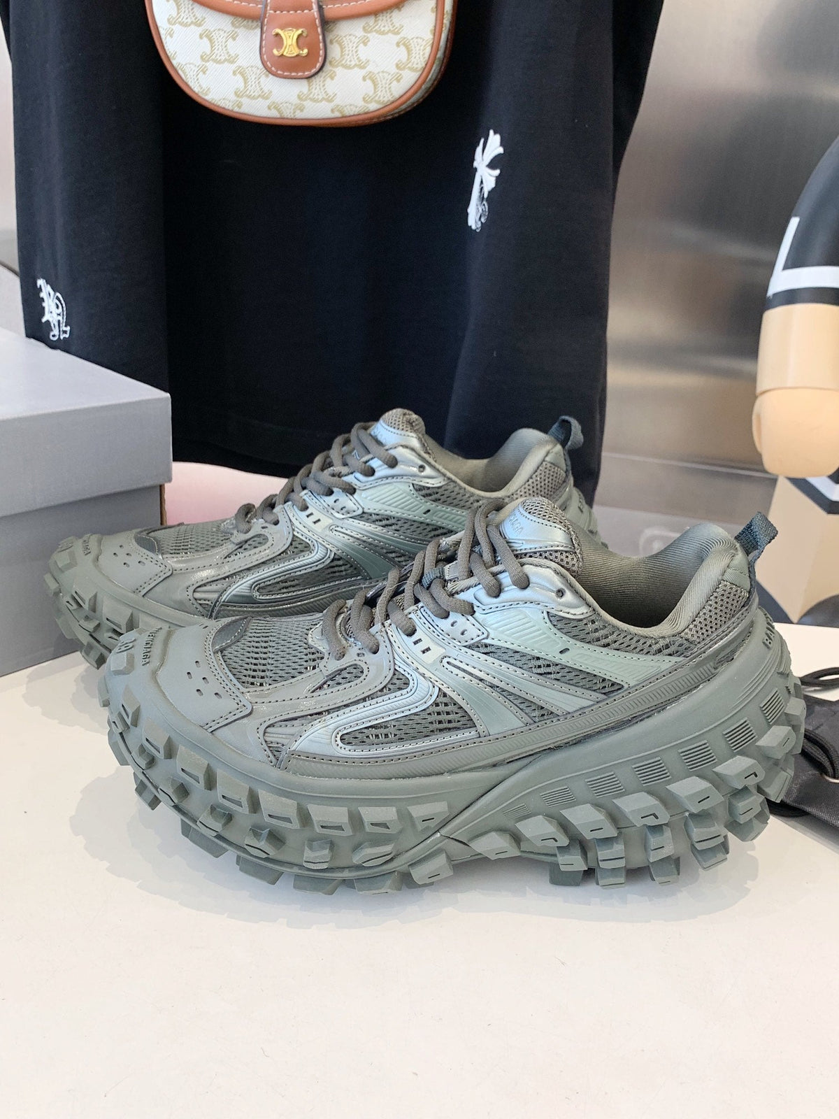 CHUNKY SNEAKERS IN MANTLE GRAY POLYURETHANE, POLYESTER AND NYLON