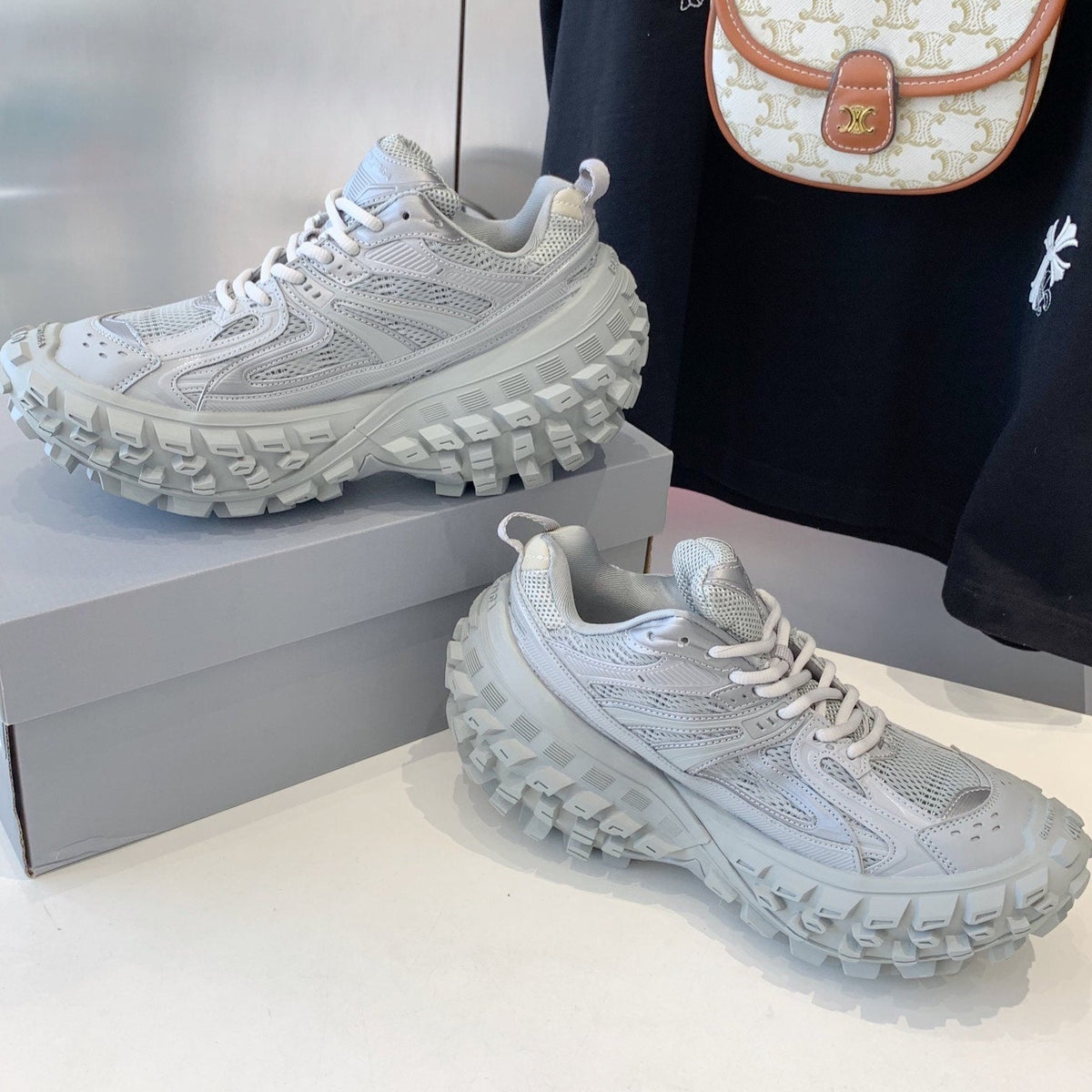 CHUNKY SNEAKERS IN BOMBAY GRAY POLYURETHANE, POLYESTER AND NYLON